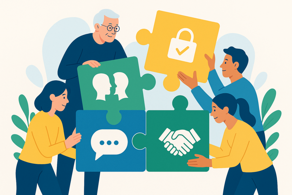 Équipe Construisant Puzzle Collaboratif